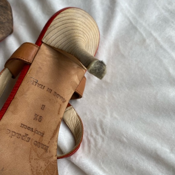 Kate Spade Red and Brown Heels with T-Strap Design - Picture 8 of 14